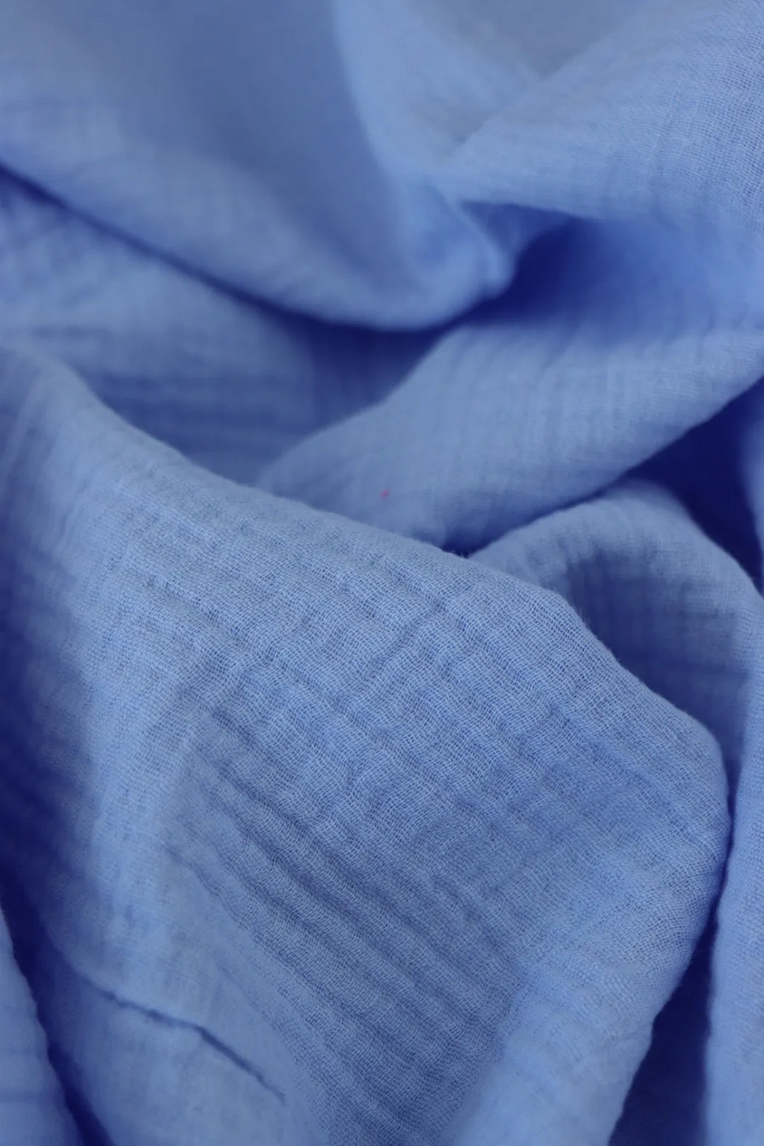 6YD 22IN REMNANT; Periwinkle Cotton Double Gauze