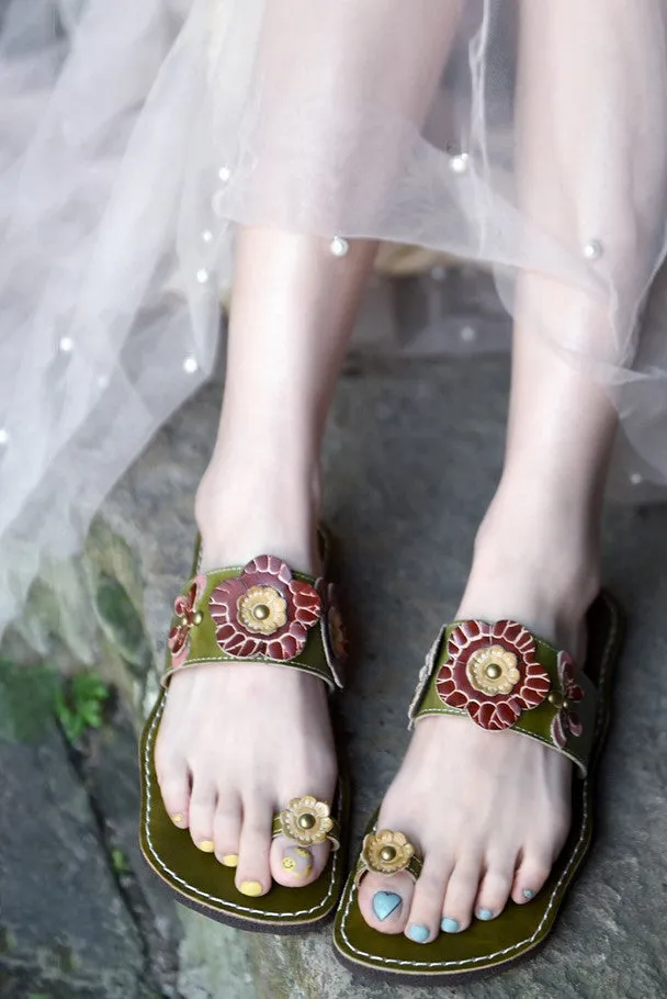 ARTMU WIDE FIT BEADED EMBELLISHED FLAT SANDALS