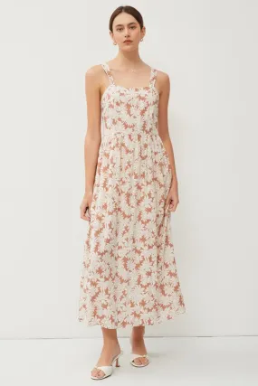 Auburn Floral Print Smocked Back Strap Maxi Dress