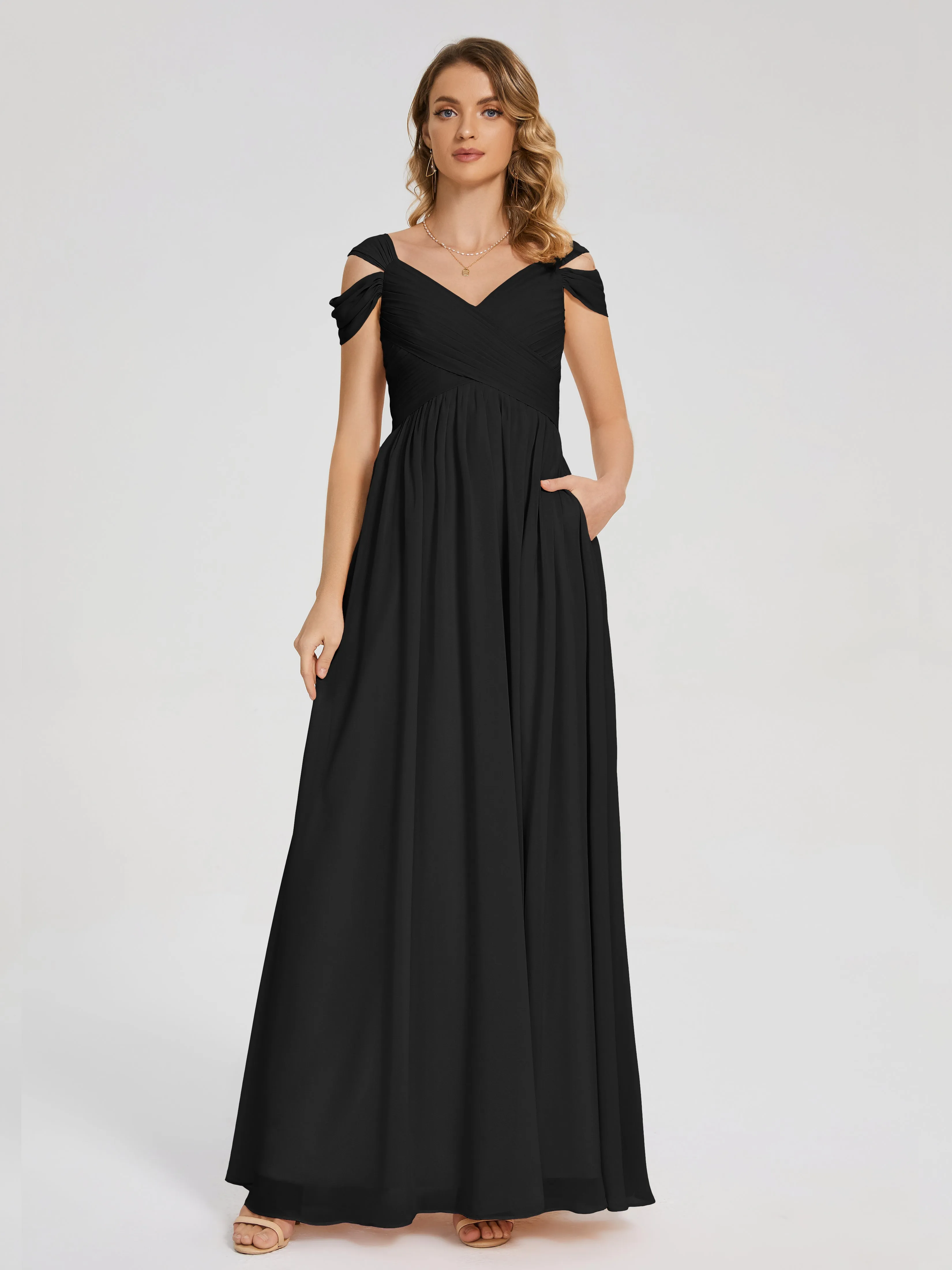 Black Bridesmaid Dresses Chiffon Charlee Flowy Split Chiffon Bridesmaid Dresses