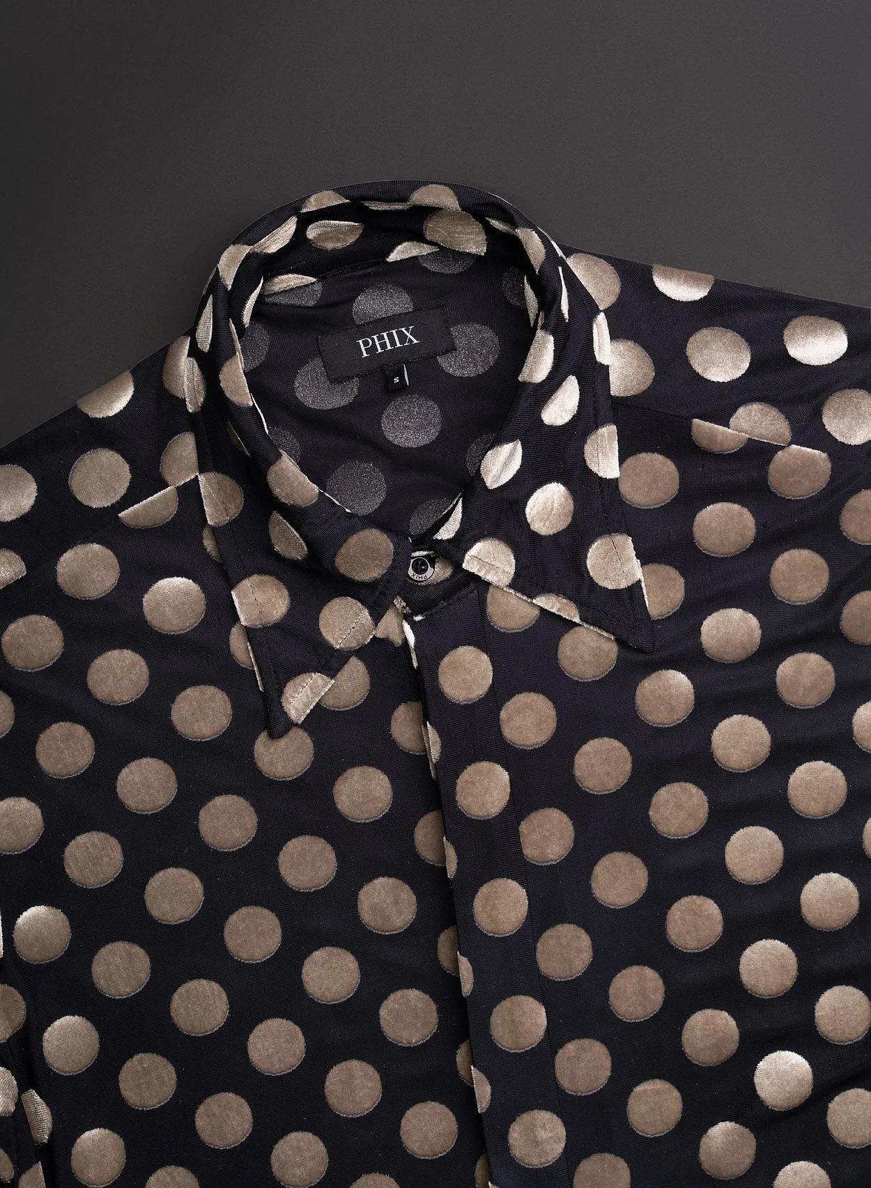 Black Chiffon Polka Dot Velvet Shirt