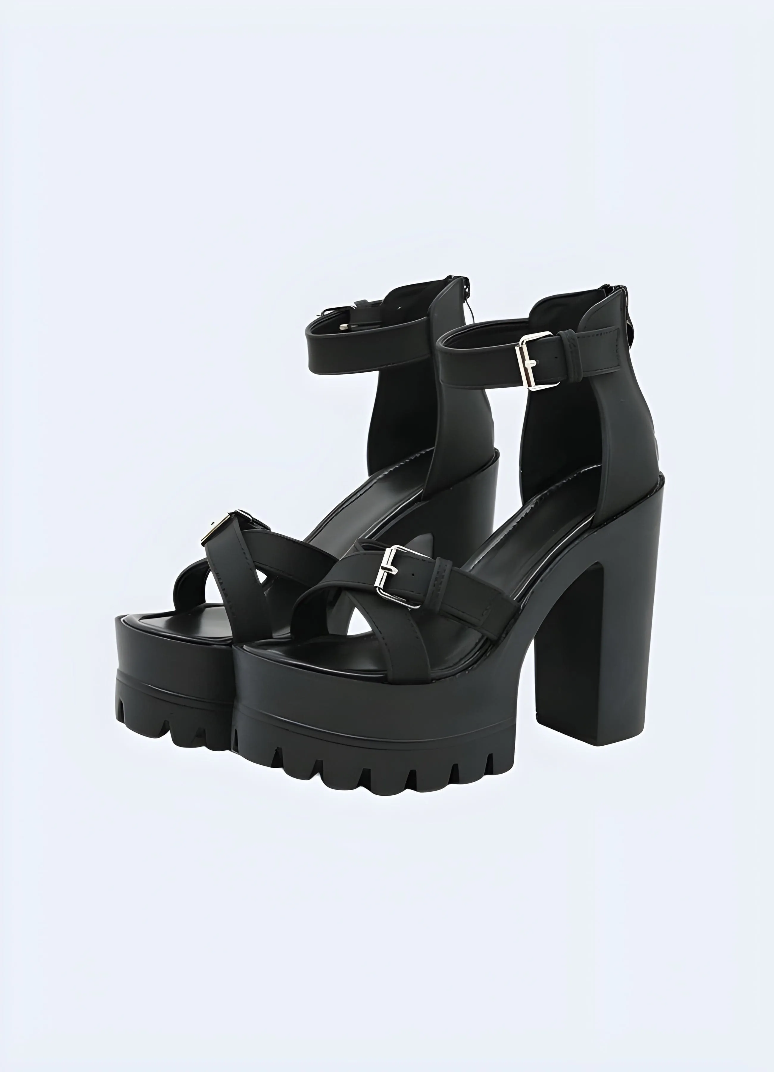 Black Chunky Strap Sandals