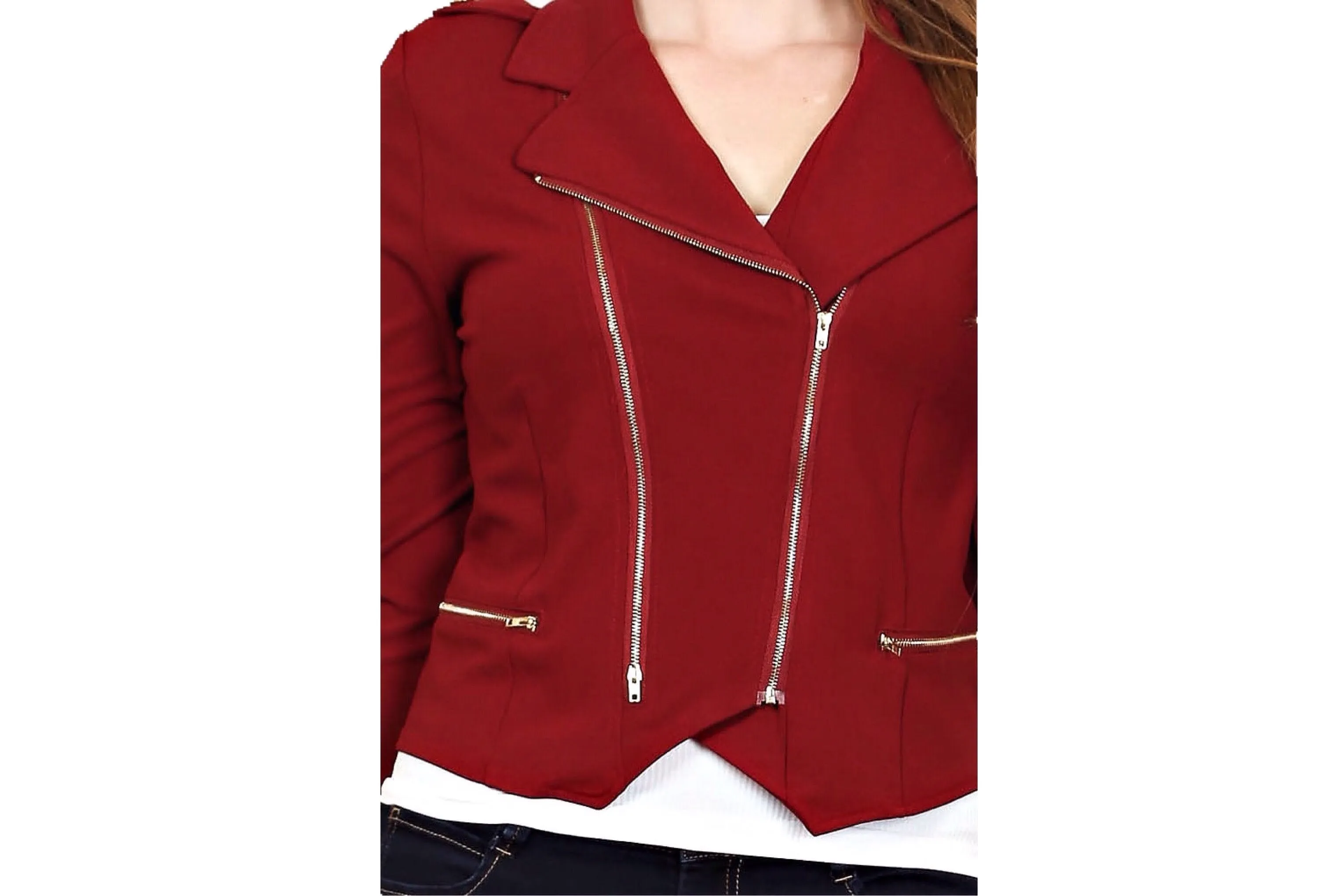 Blazer Crop Jacket with Zipper Trim (Regular & Plus)