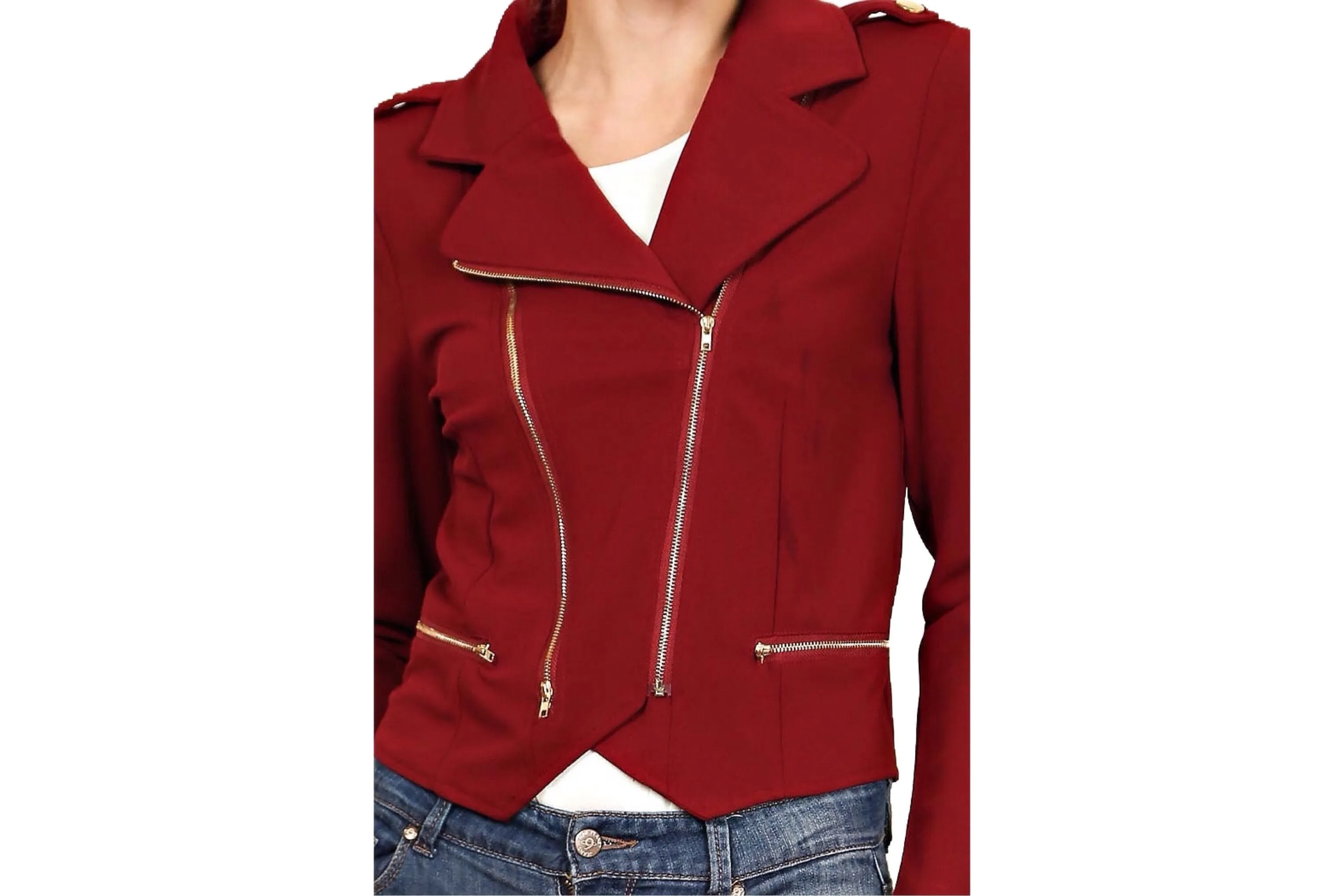 Blazer Crop Jacket with Zipper Trim (Regular & Plus)