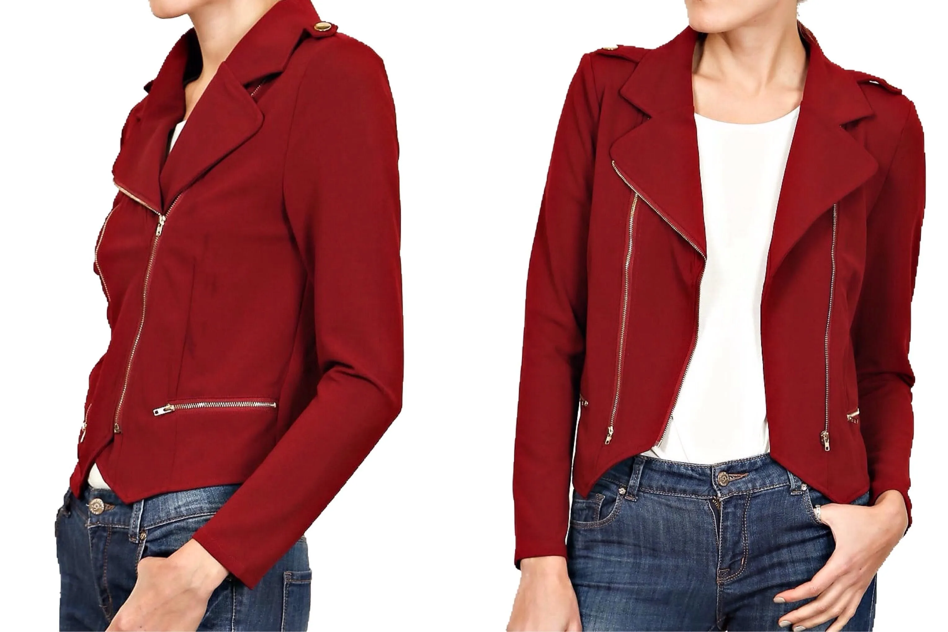 Blazer Crop Jacket with Zipper Trim (Regular & Plus)