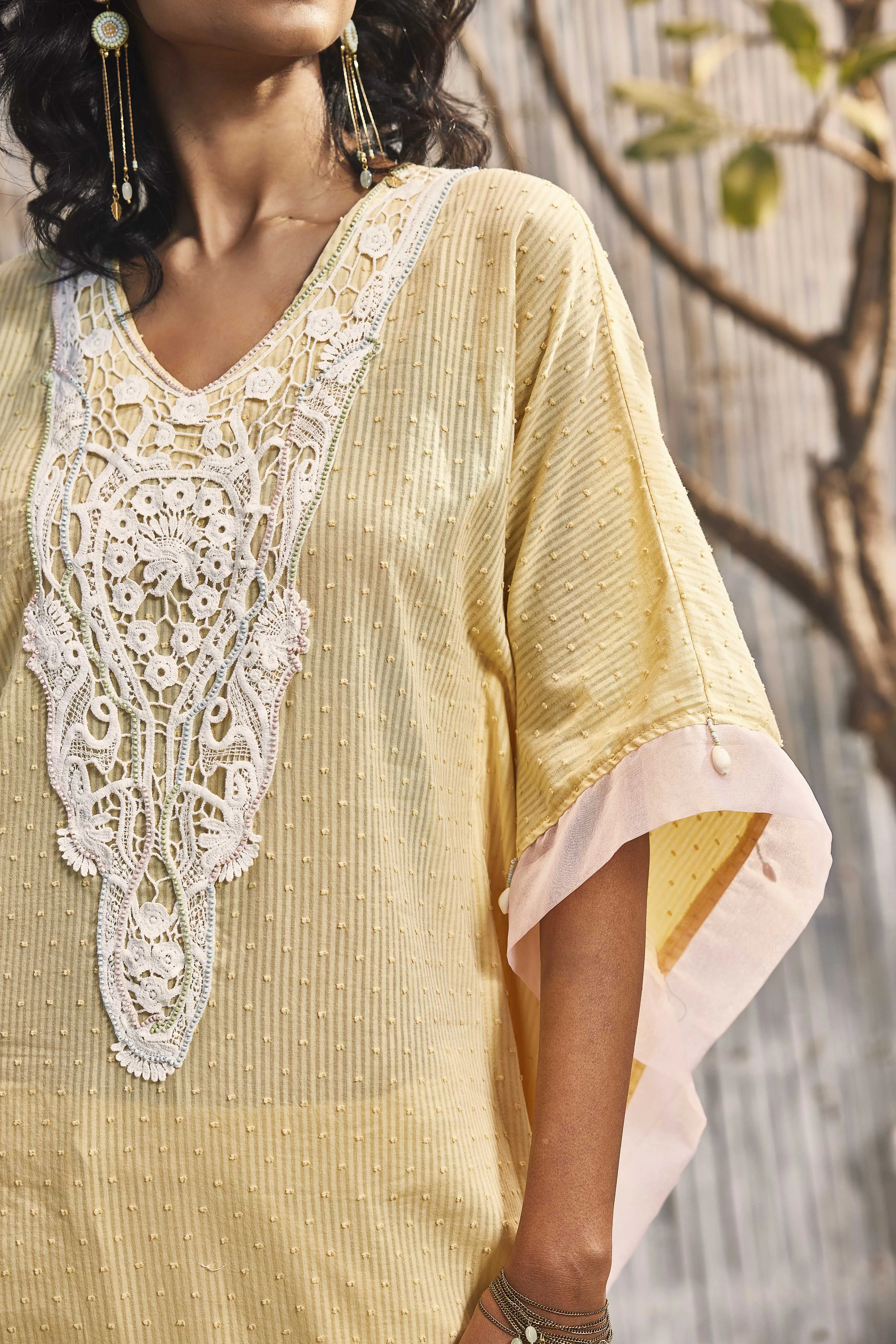 Breezy Cotton Kaftan - Yellow