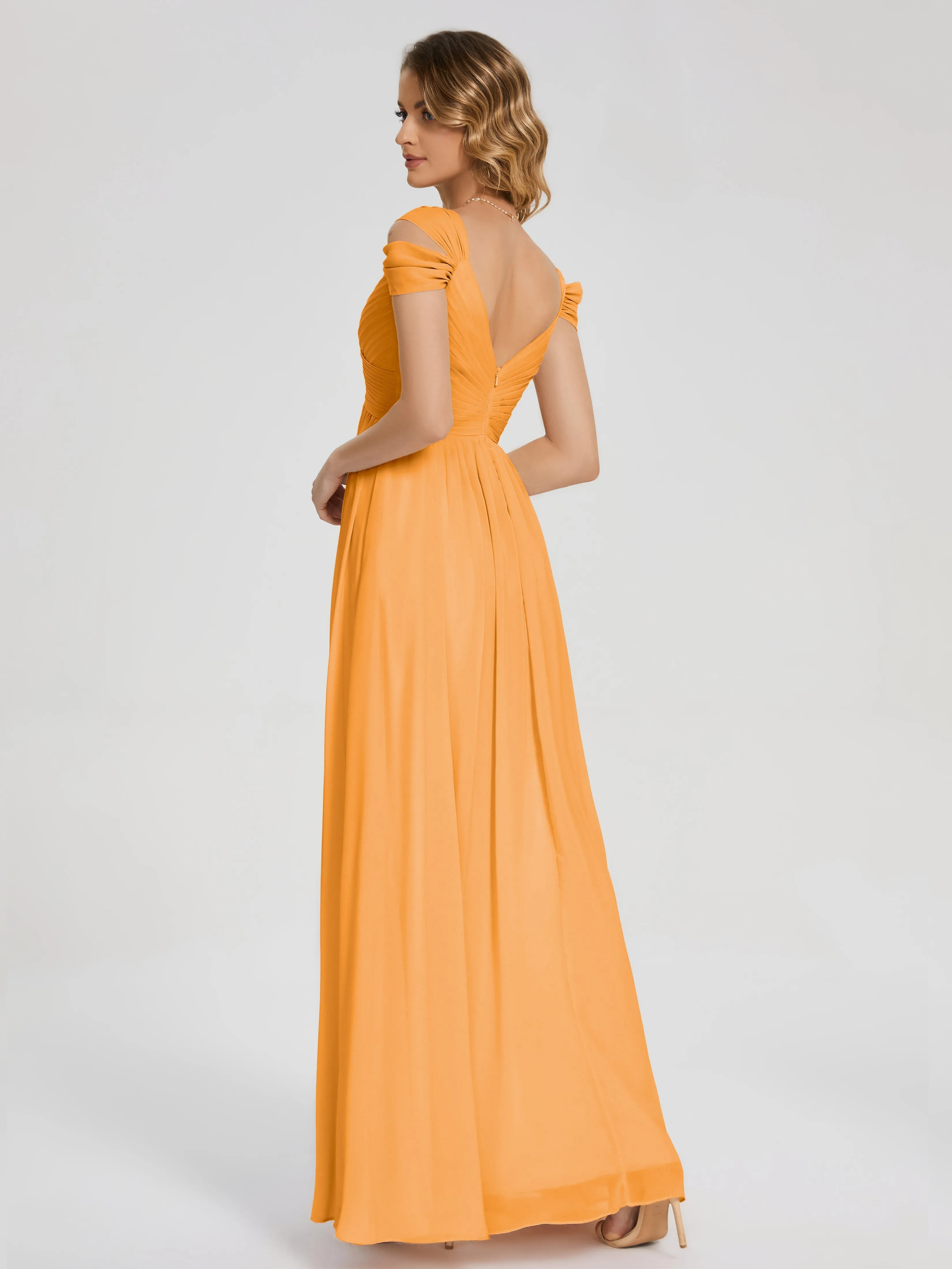 Bridesmaid Dress Tangerine Charlee Flowy Split Chiffon Bridesmaid Dresses