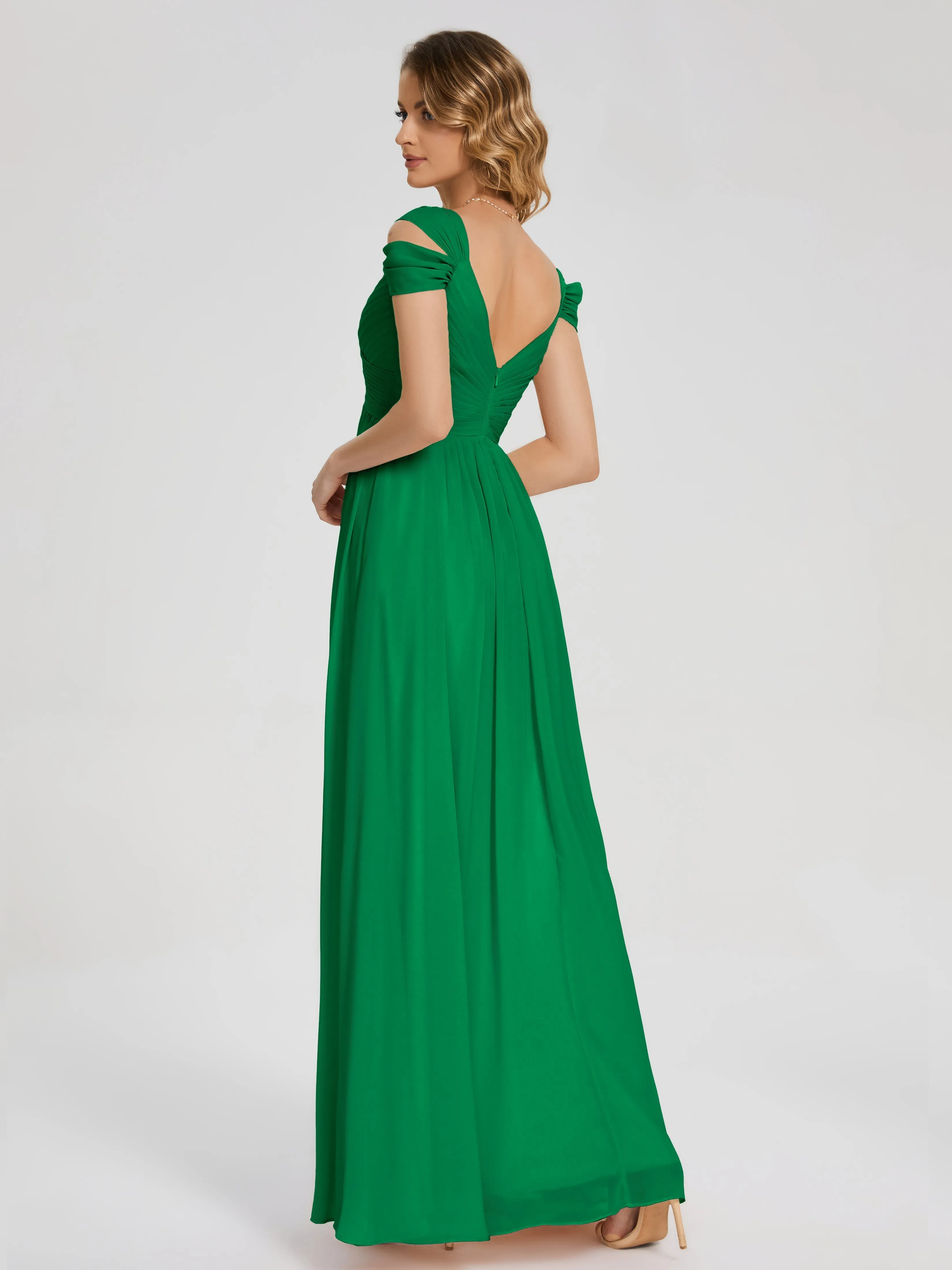 Bridesmaid Dresses Emerald Charlee Flowy Split Chiffon Bridesmaid Dresses