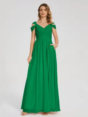 Bridesmaid Dresses Emerald Charlee Flowy Split Chiffon Bridesmaid Dresses