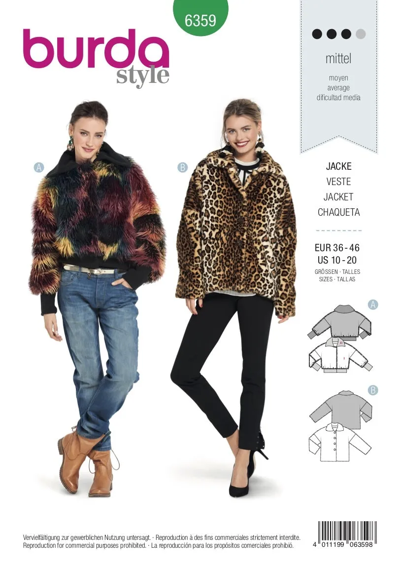 Burda Pattern B6359 Misses' Fur Coats