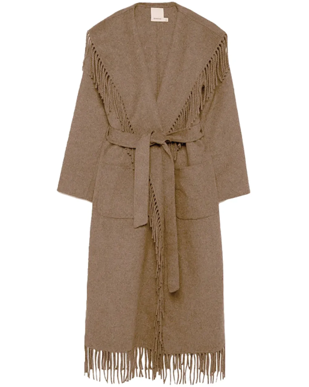 Camel Carrie Fringe Coat