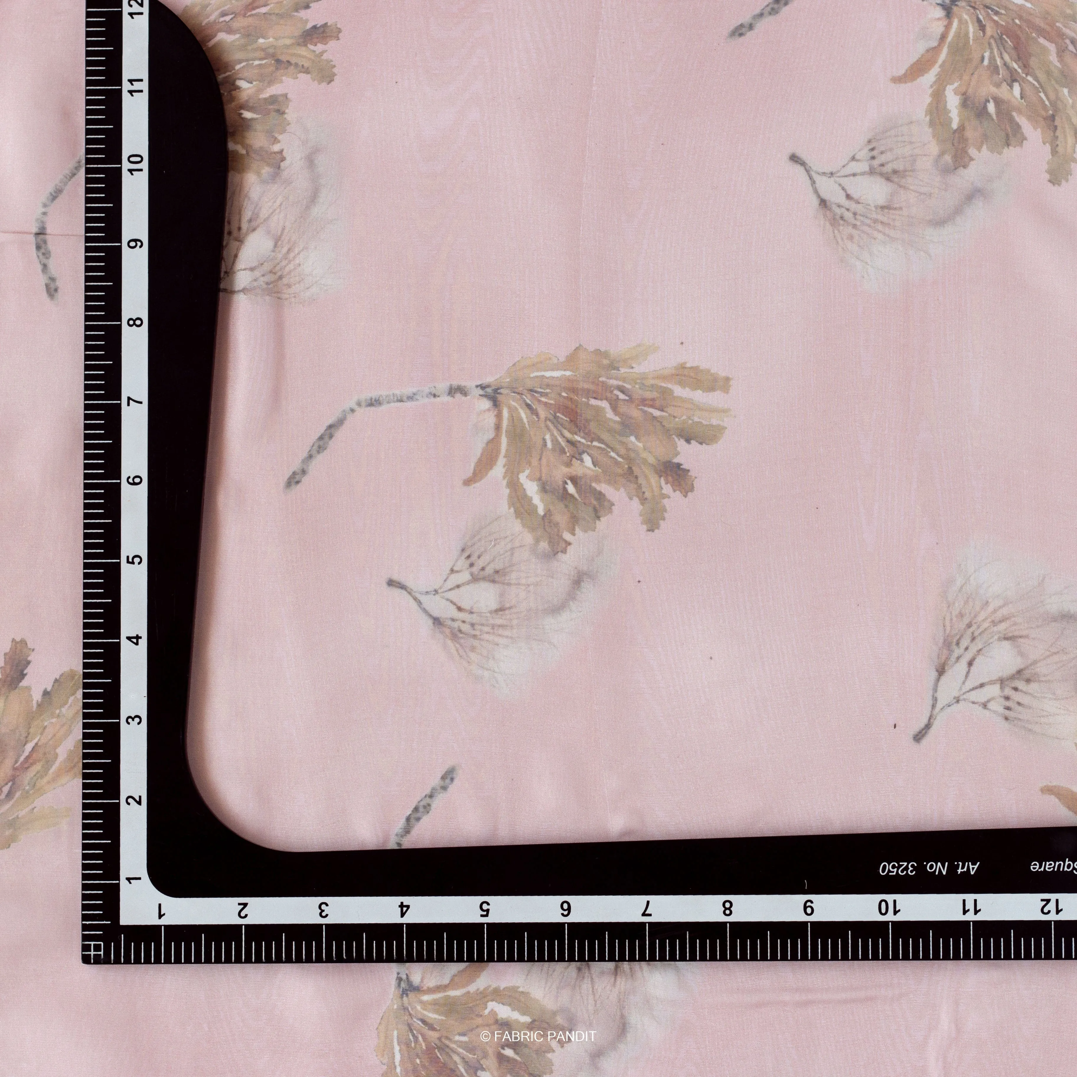 Carnation Pink Singing Leaves Digital Printed Taby silk Fabric (Width 44 Inches)