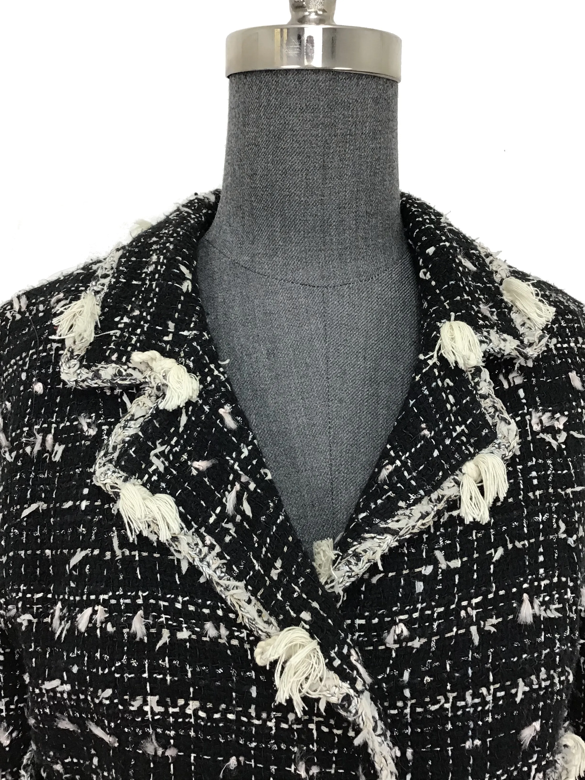 Chanel Textured Tweed Jacket with Fringe Size M