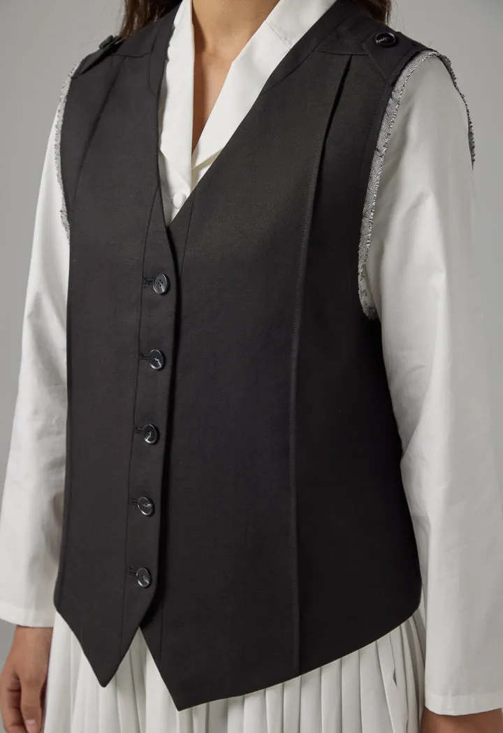 Choice V-Neck Sleeveless Solid Vest Black