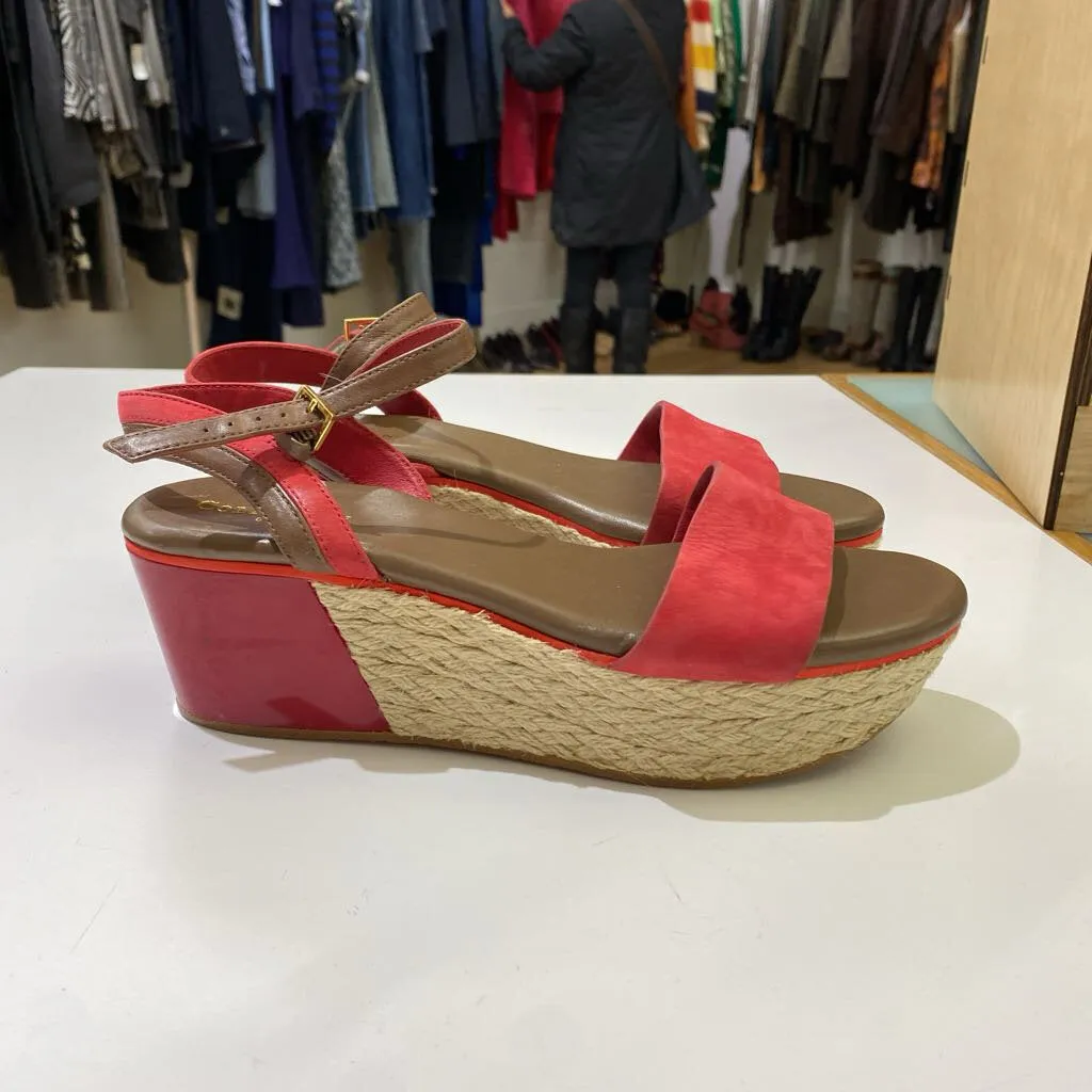 Cole Haan patent/suede espadrille platform sandals 6.5