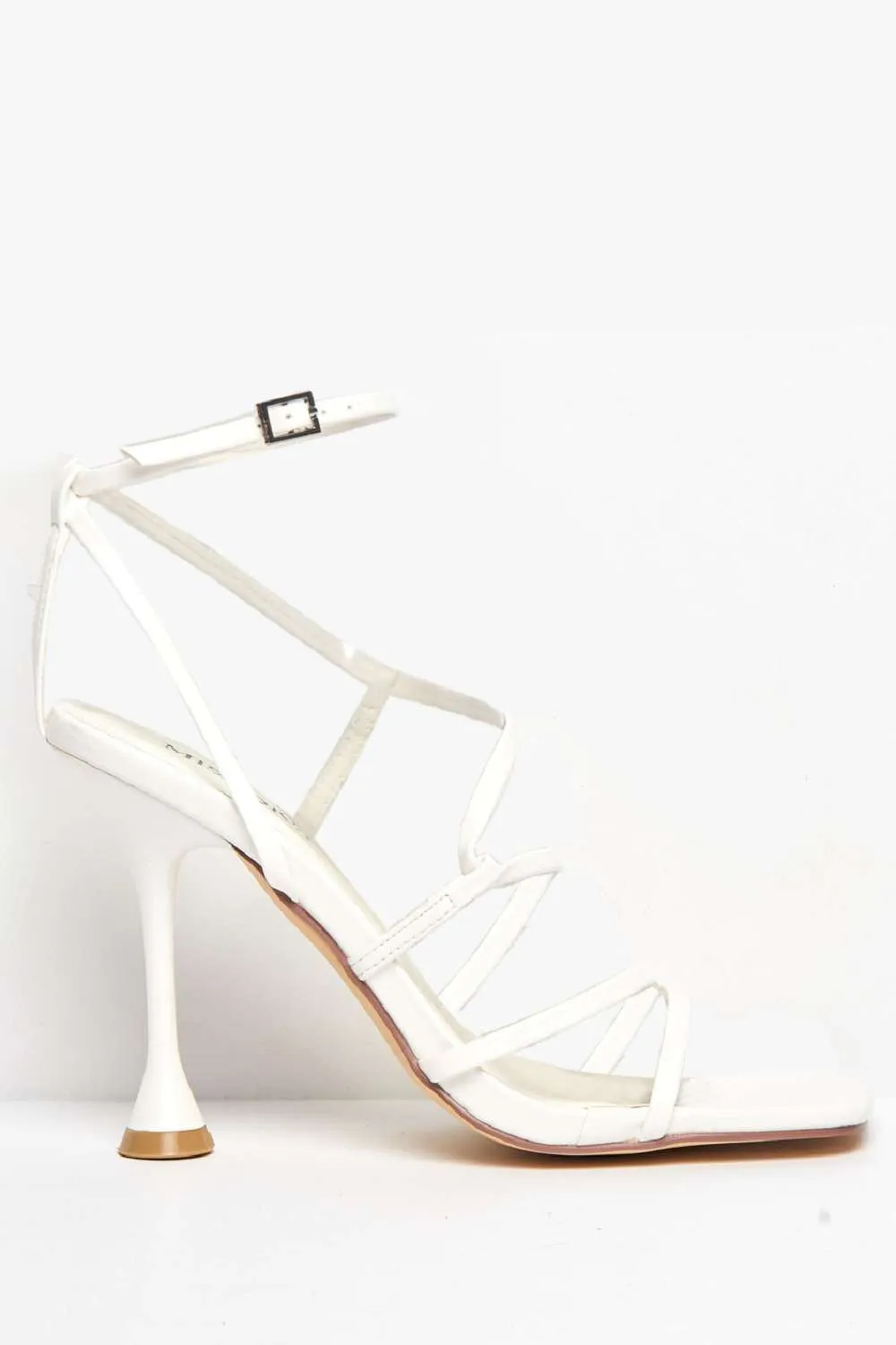 Courtney Strappy Heeled Sandals in White Matt