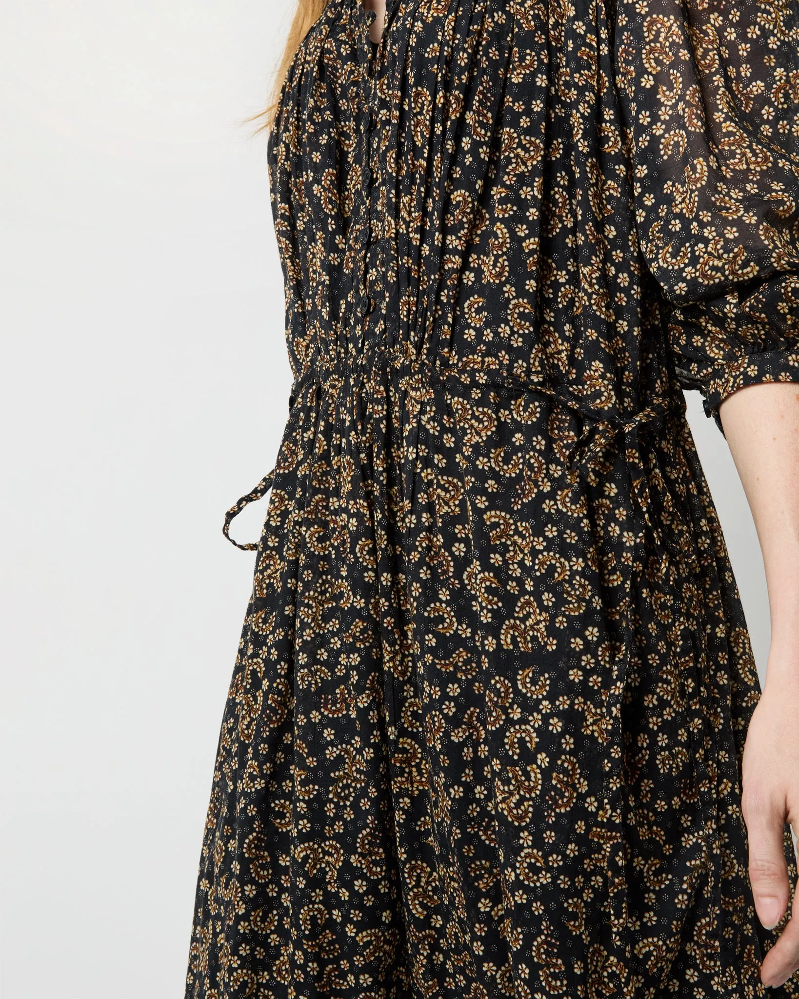 Dalida Dress in Black/Ochre