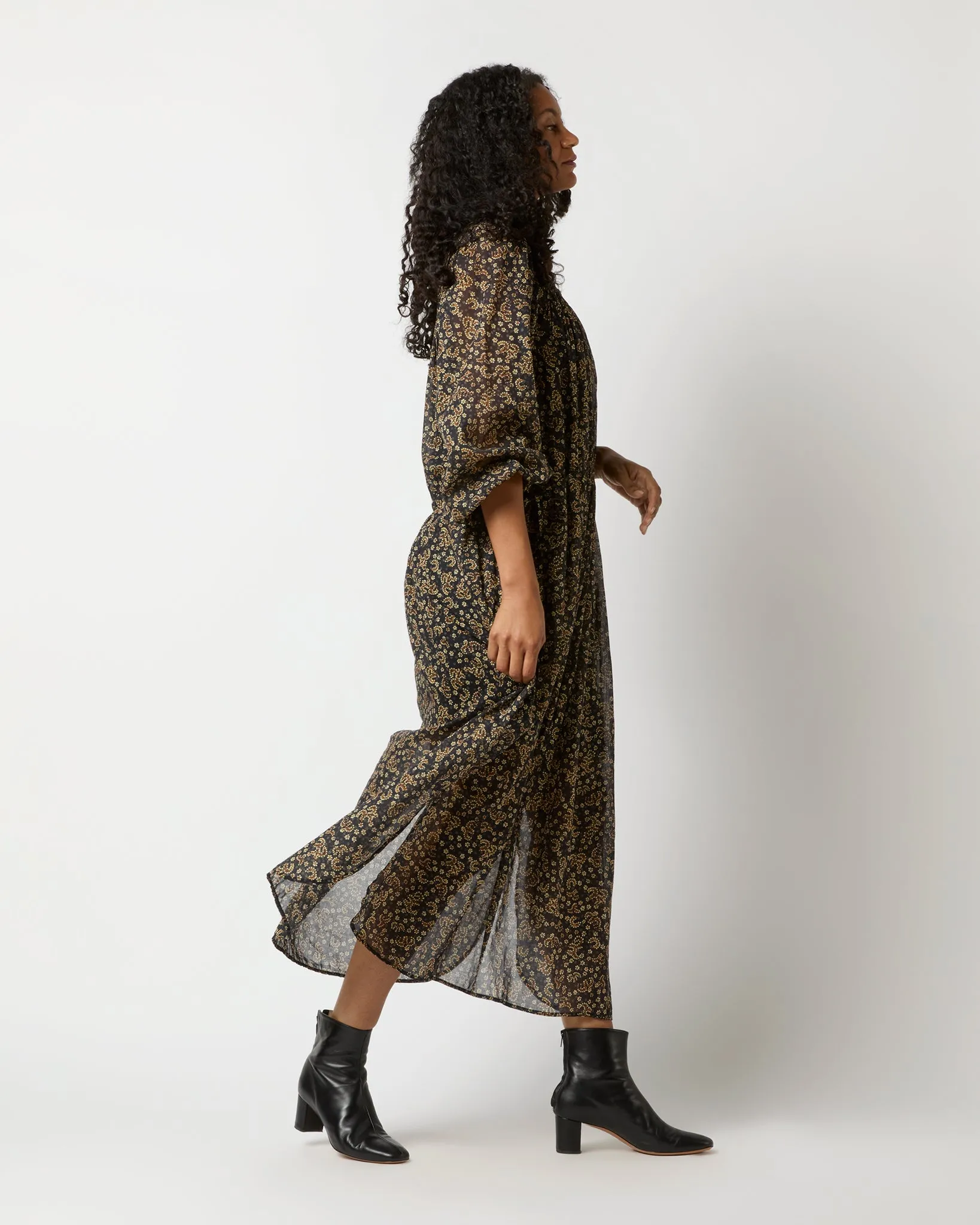 Dalida Dress in Black/Ochre