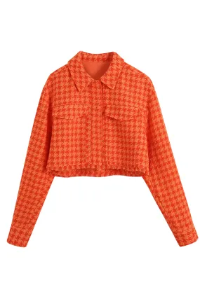 'Daryl' Houndstooth Collared Short Jacket