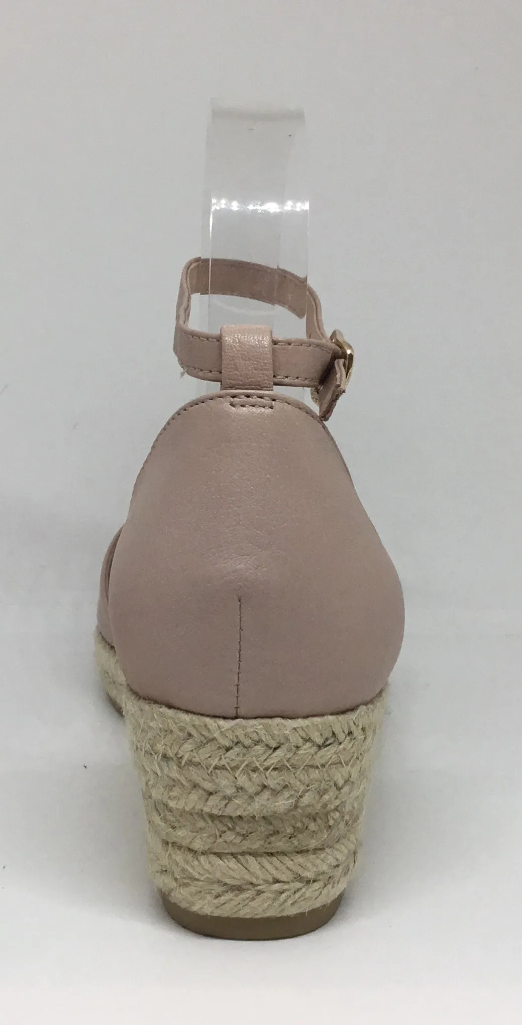 Django & Juliette Skip Rose Leather Espadrille Wedge