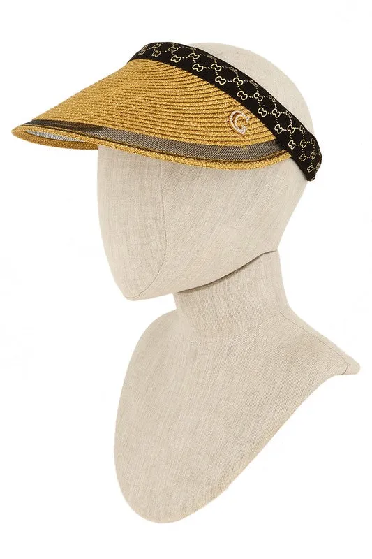 Explore More Collection - G Charm Metallic Straw Visor Hat