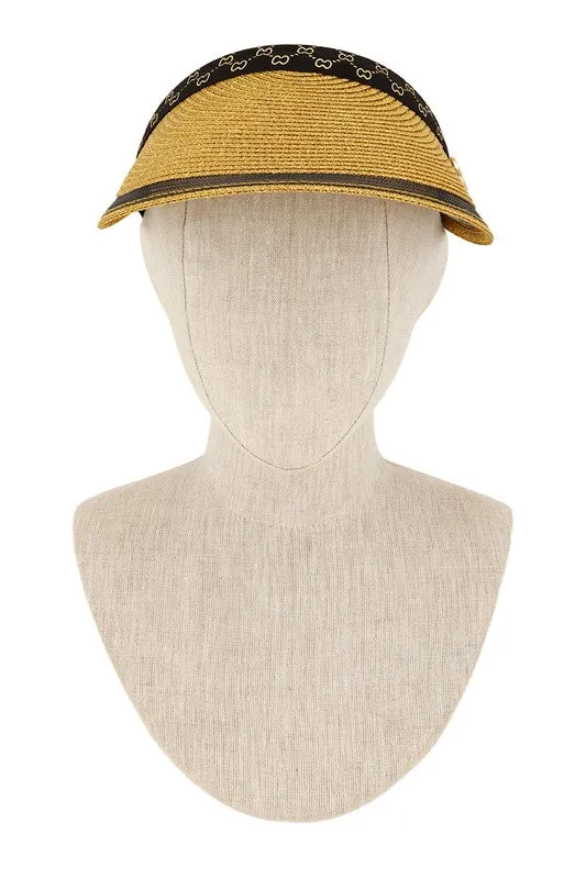 Explore More Collection - G Charm Metallic Straw Visor Hat