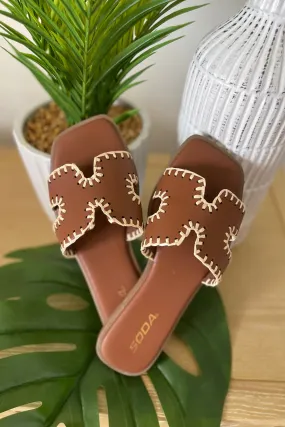 Finity H-strap Stitched Flat Slide Sandals *FINAL SALE*