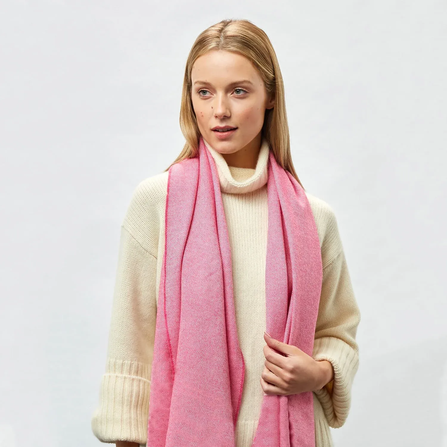 Foxford Pink Twill Merino Wool Scarf