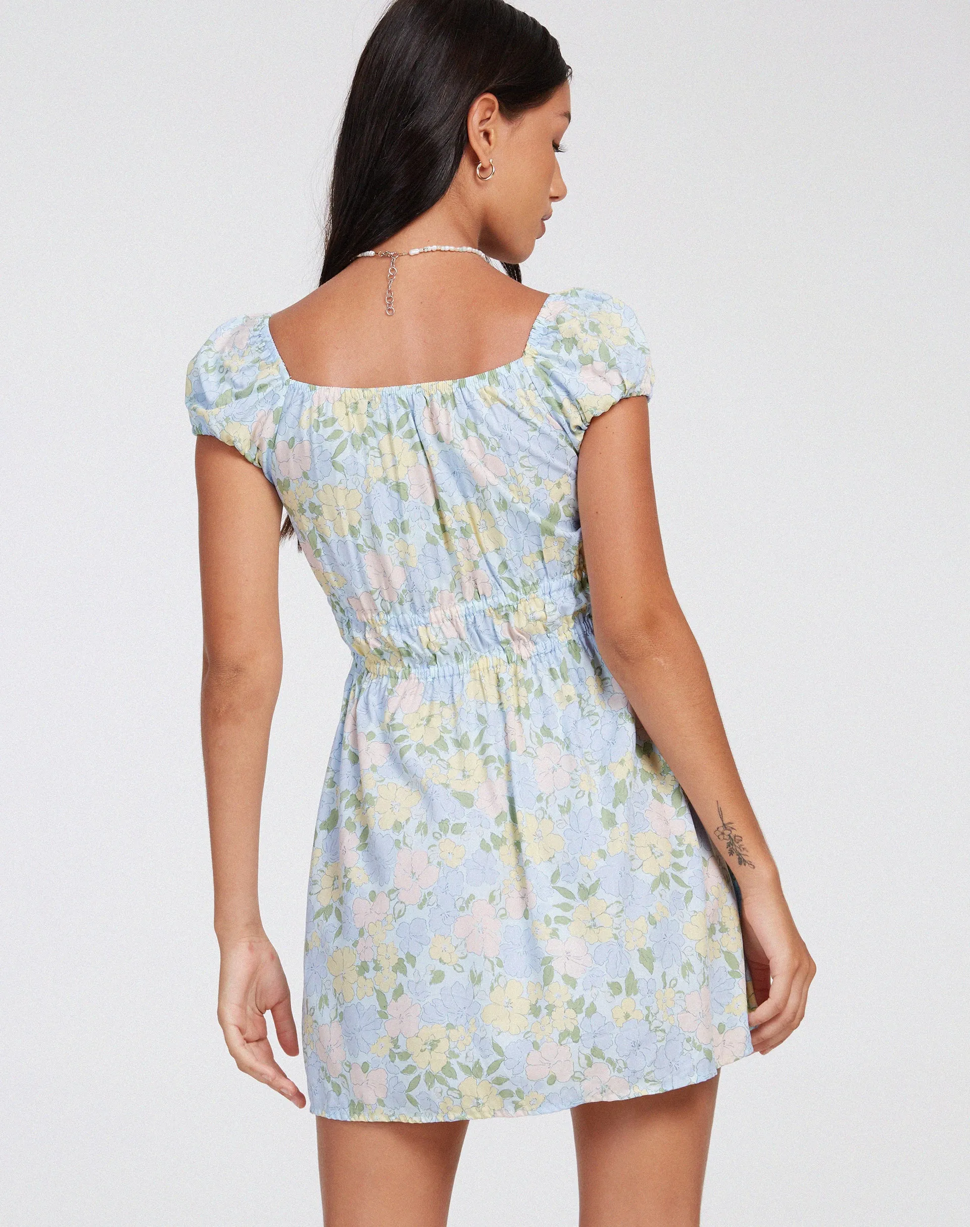 Galova Mini Dress in Washed Out Pastel Floral