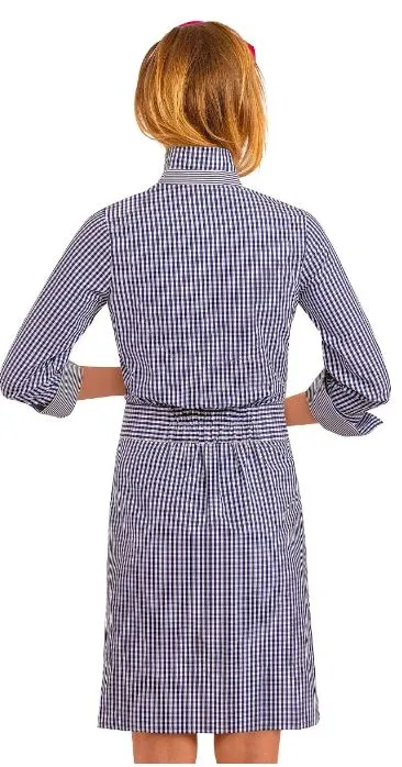 Gretchen Scott Breezy Blouson Dress Navy Gingham