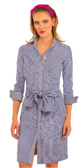 Gretchen Scott Breezy Blouson Dress Navy Gingham