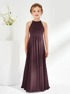 Halter Chiffon Junior Bridesmaid Dresses Cabernet