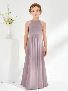 Halter Chiffon Junior Bridesmaid Dresses Dusk