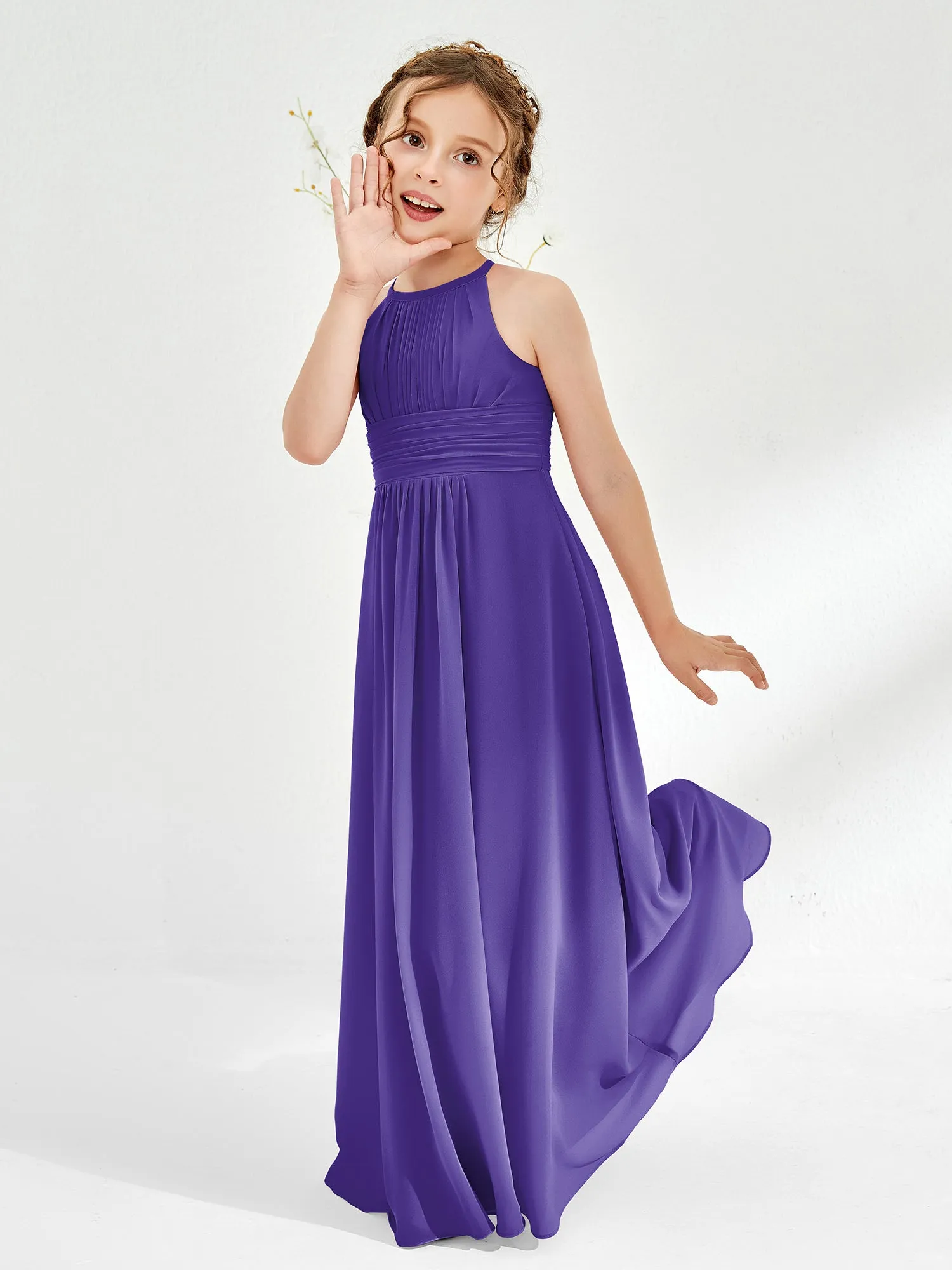 Halter Chiffon Junior Bridesmaid Dresses Regency