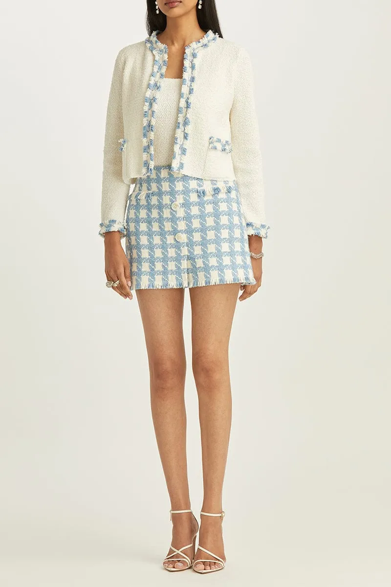 Jacket With Gingham Tweed Fringe