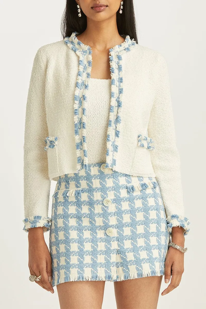 Jacket With Gingham Tweed Fringe