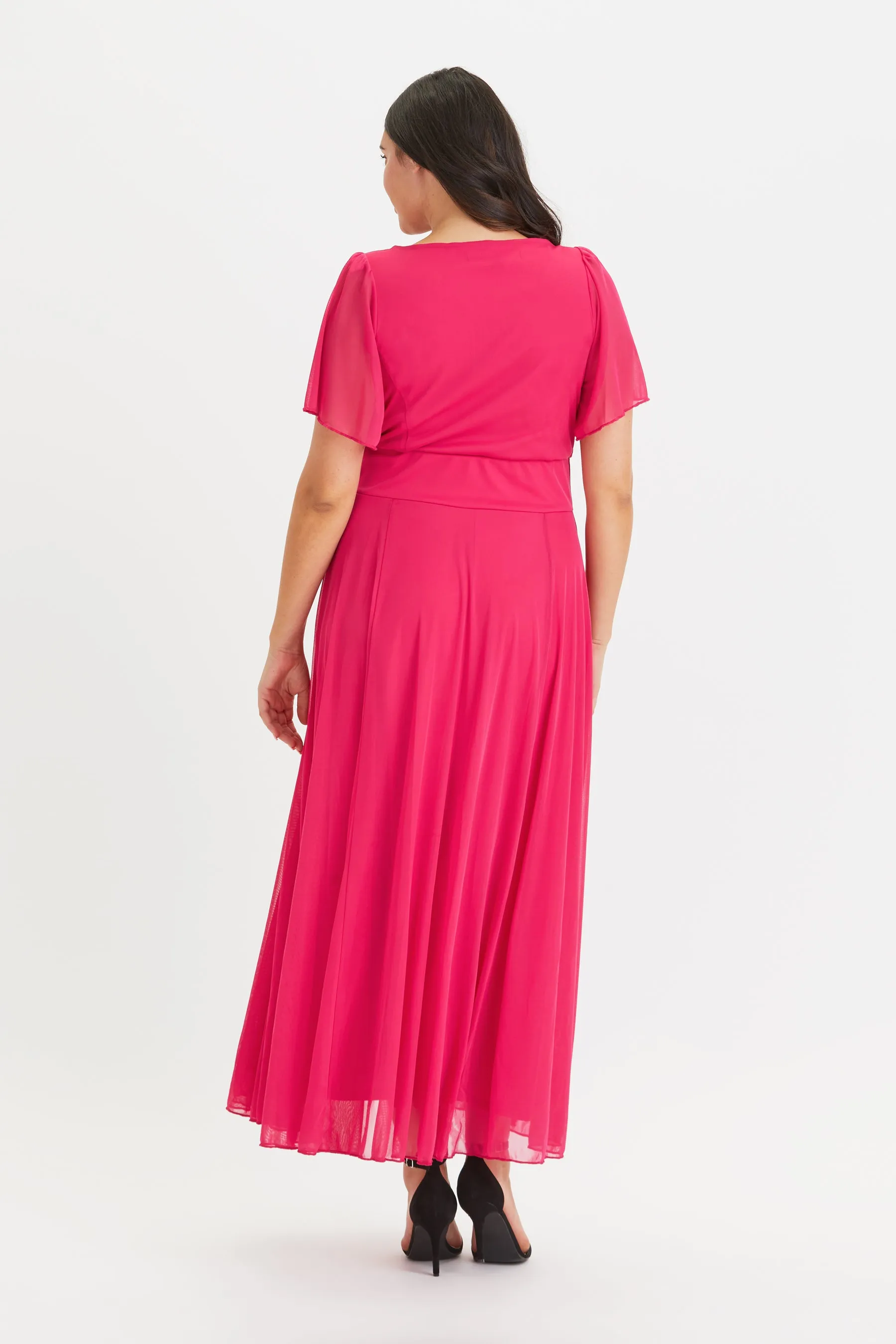 Kemi Pink Bolero Wrap Bodice Maxi Gown