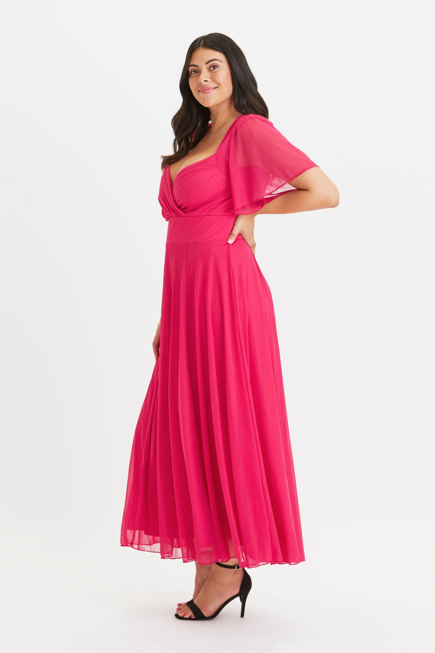 Kemi Pink Bolero Wrap Bodice Maxi Gown