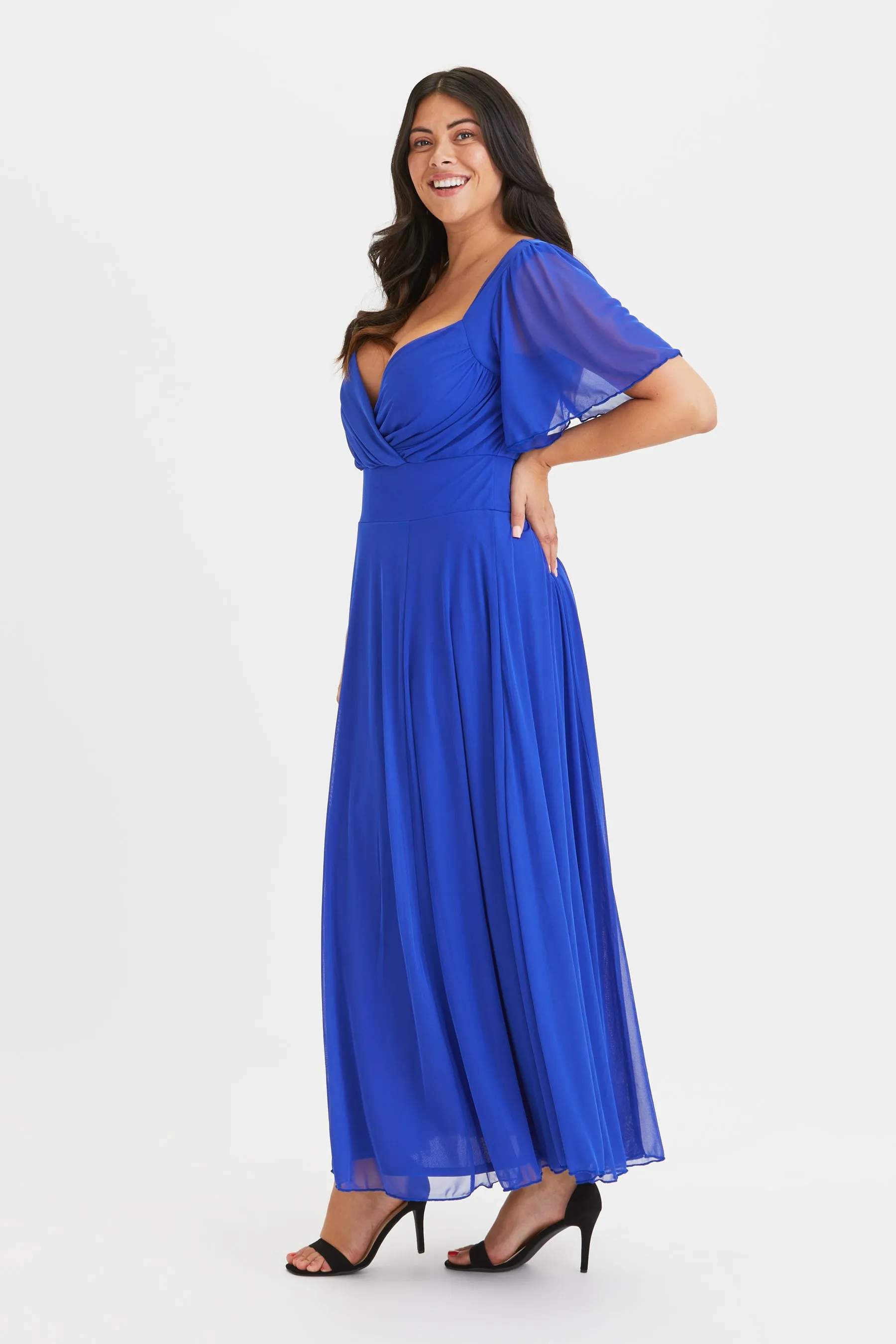 Kemi Royal Blue Bolero Wrap Bodice Maxi Gown