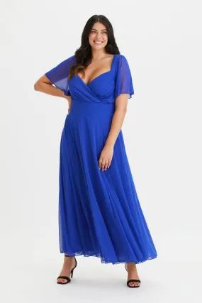 Kemi Royal Blue Bolero Wrap Bodice Maxi Gown