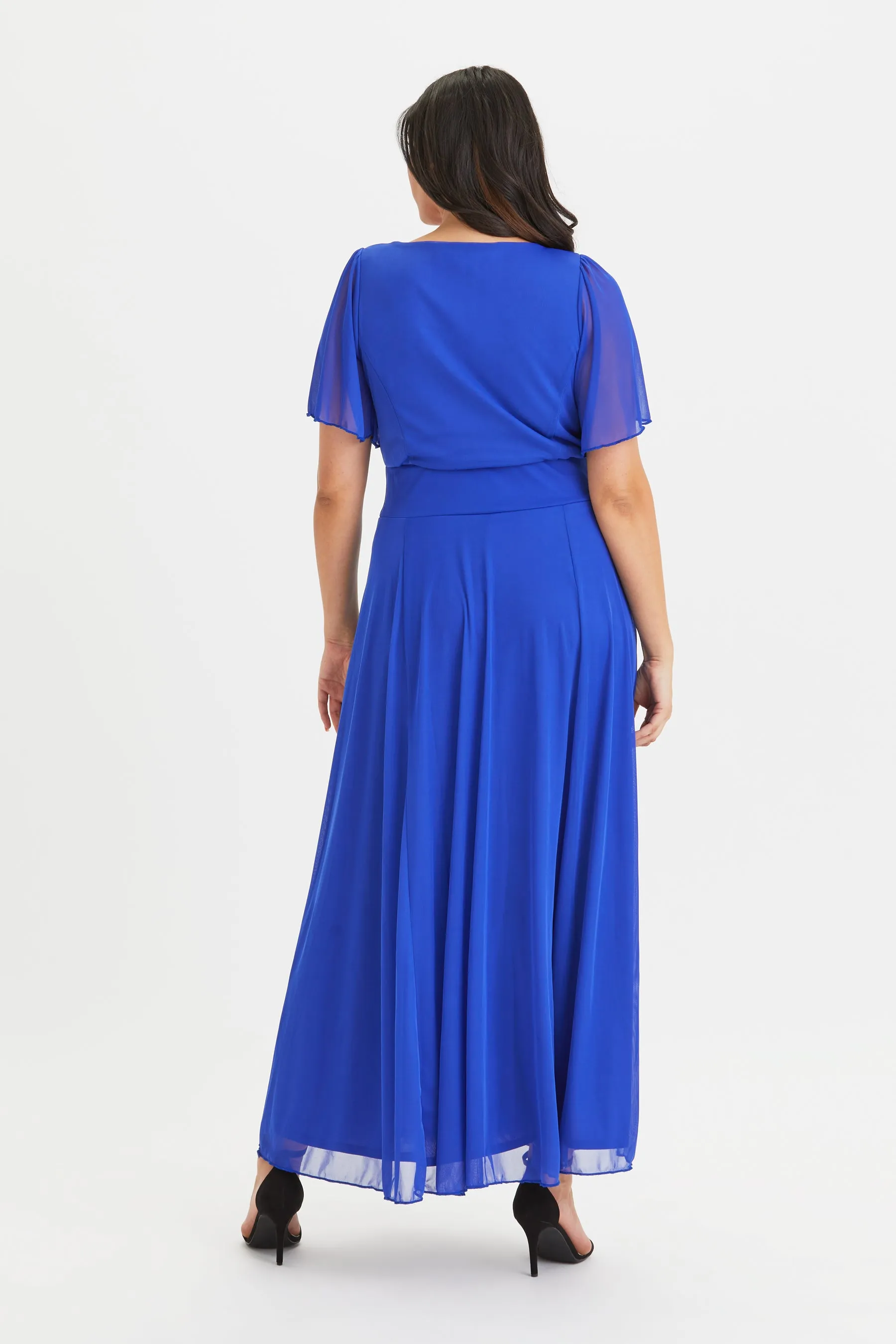 Kemi Royal Blue Bolero Wrap Bodice Maxi Gown