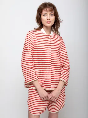 Knit Stripe Jacket - Poppy