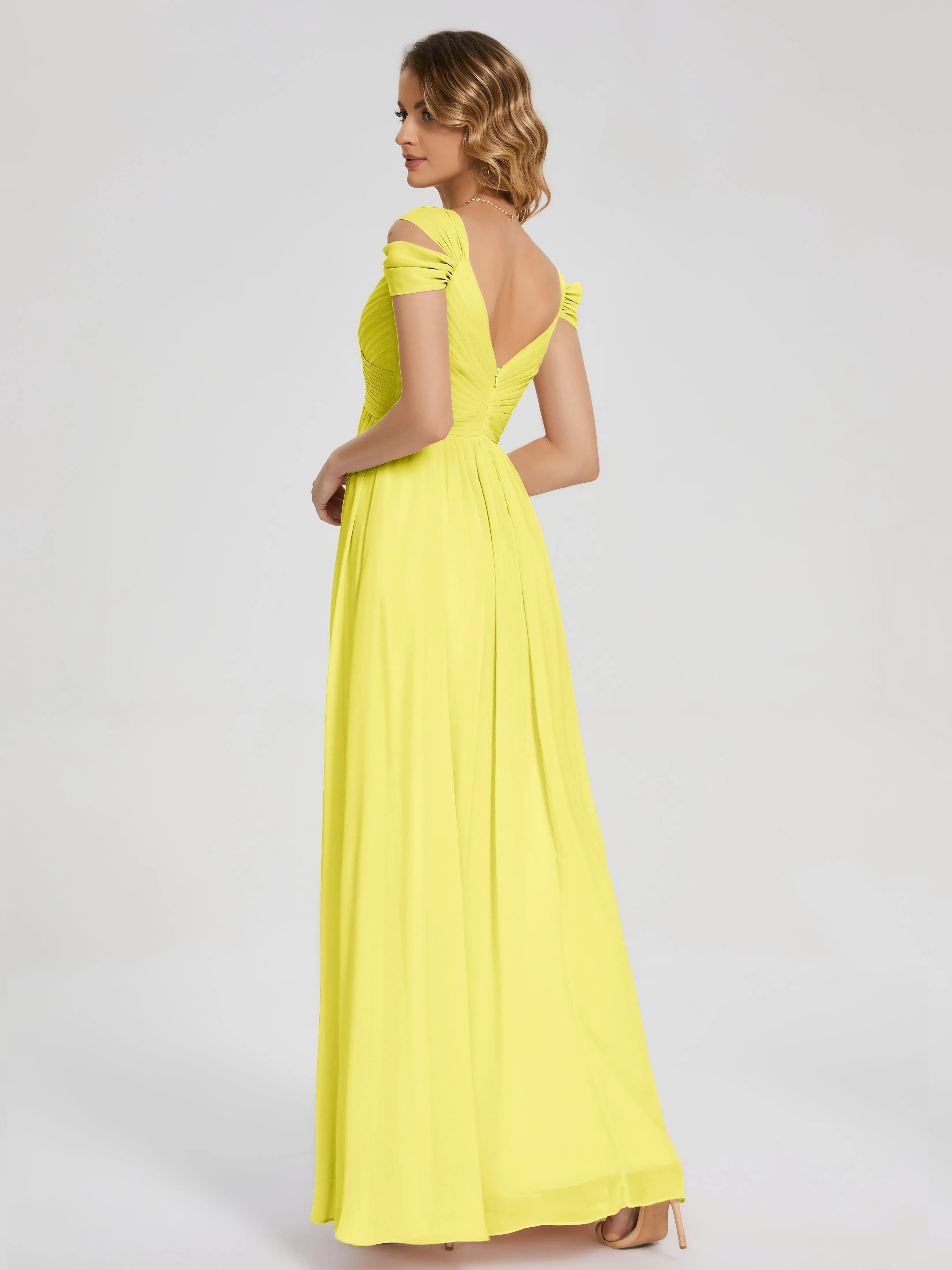 Lemon Yellow Bridesmaid Dresses Uk Charlee Flowy Split Chiffon Bridesmaid Dresses