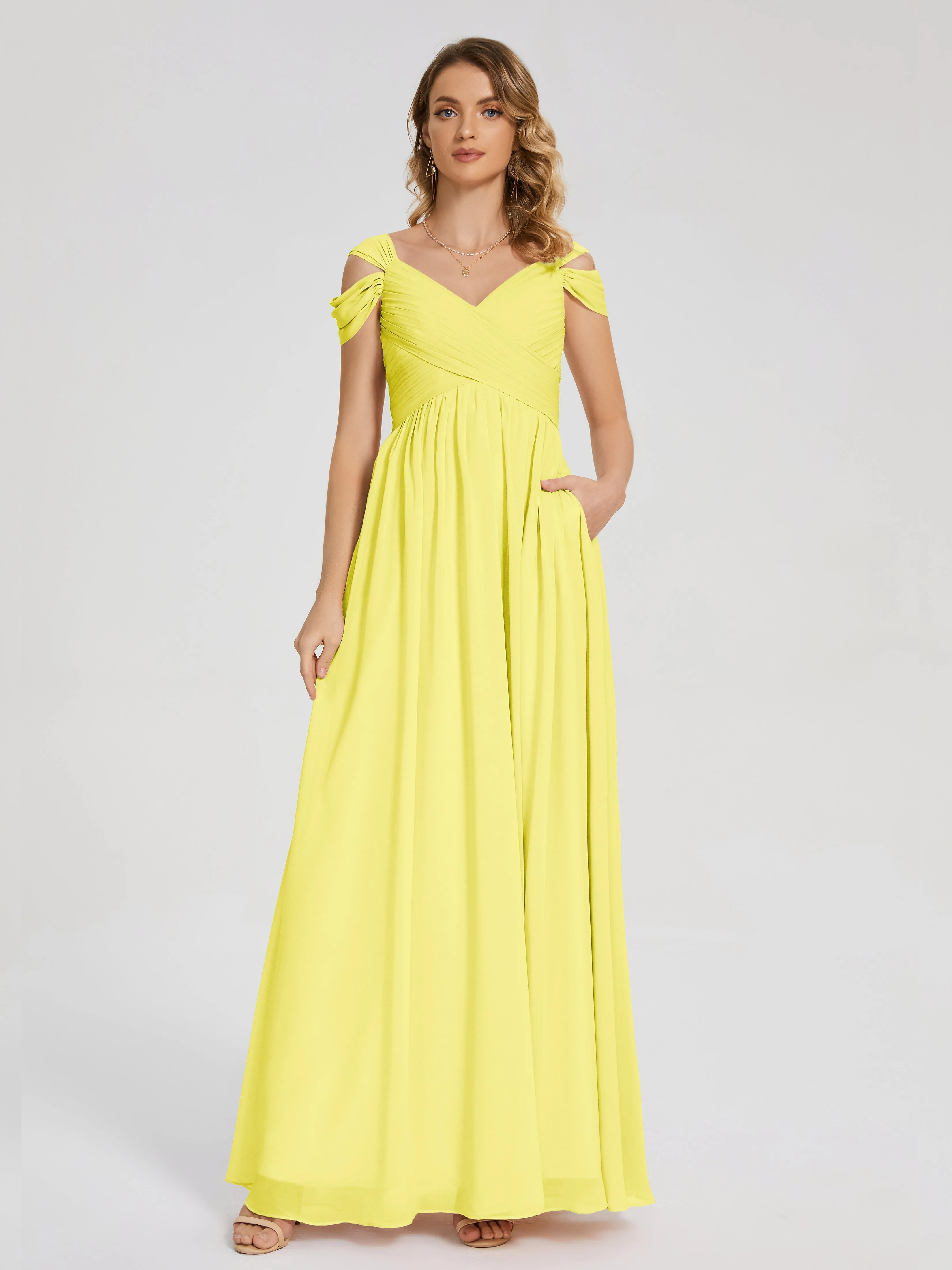 Lemon Yellow Bridesmaid Dresses Uk Charlee Flowy Split Chiffon Bridesmaid Dresses