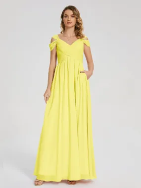 Lemon Yellow Bridesmaid Dresses Uk Charlee Flowy Split Chiffon Bridesmaid Dresses