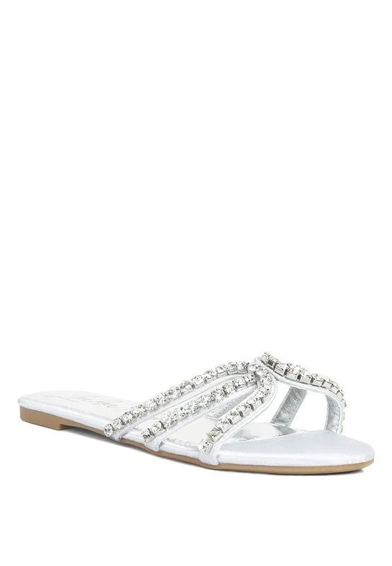 London Rag Mezzie Dimante Strap Flat Sandals