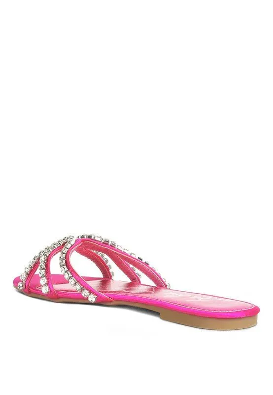 London Rag Mezzie Dimante Strap Flat Sandals