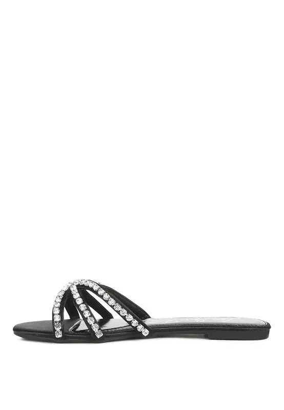 London Rag Mezzie Dimante Strap Flat Sandals