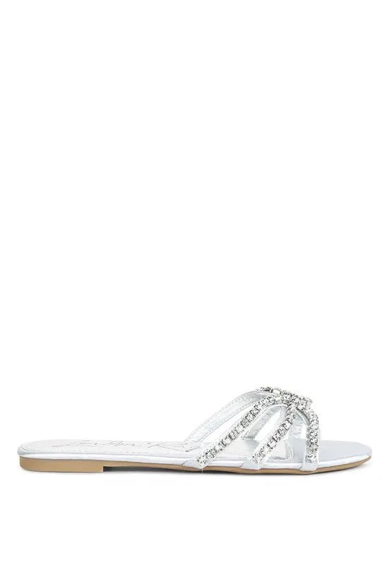 London Rag Mezzie Dimante Strap Flat Sandals