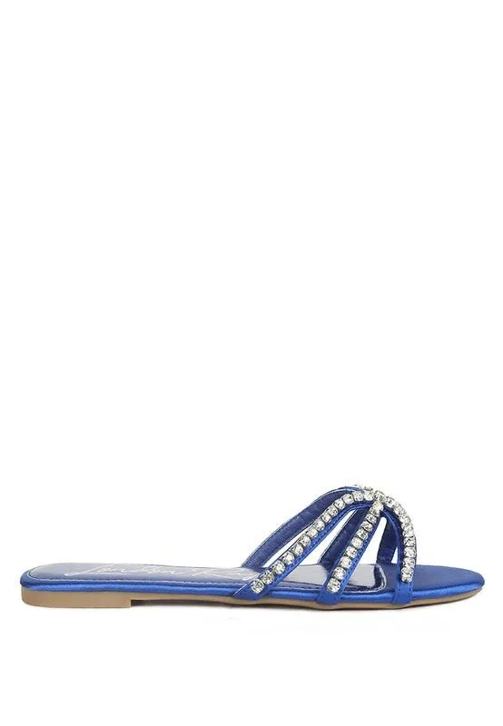 London Rag Mezzie Dimante Strap Flat Sandals